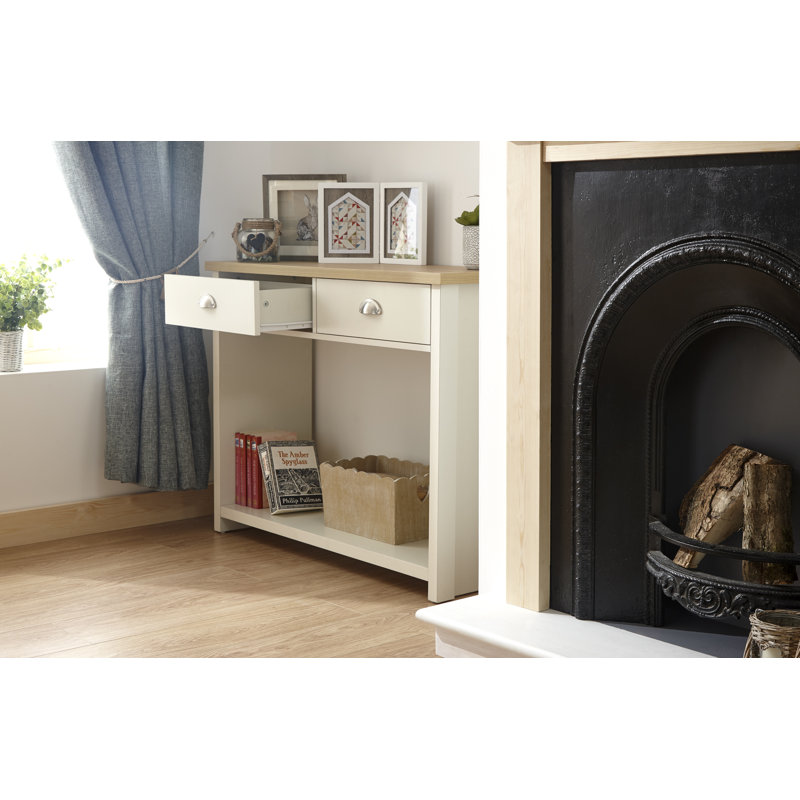 Kerry 97cm Console Table, Cream, Oak