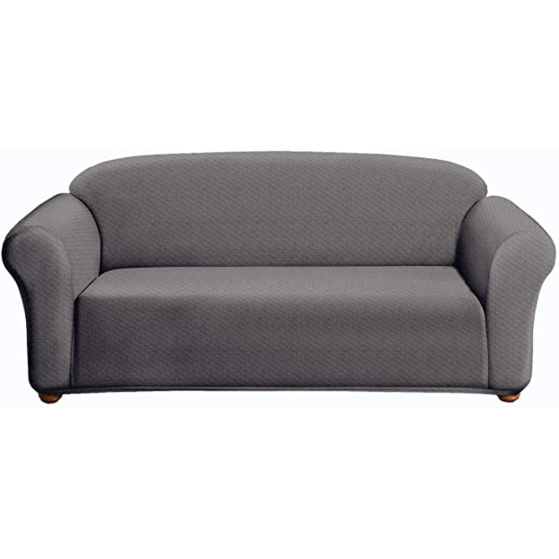 Milan Jacquard Slipcover Box Cushion Sofa Slipcover, Grey Polyester Blend