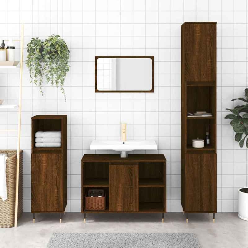 Bathroom Cabinet, Brown Oak