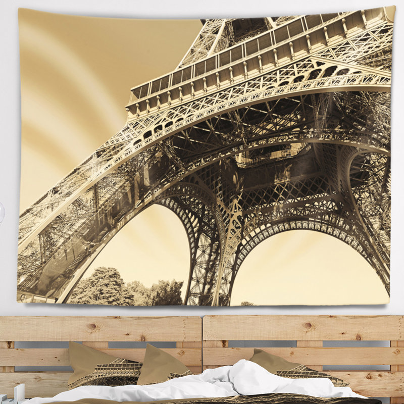 Vue towerside cityscape emblématique eiffel du tapisserie au sol, H 78 po x l 92 po