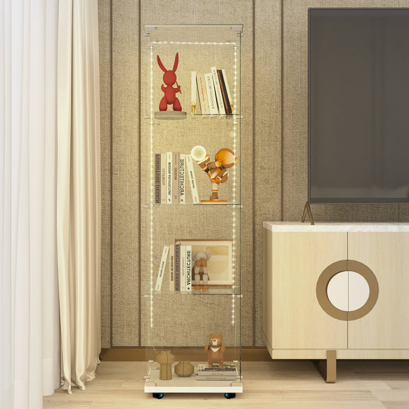 Tempered Glass Display Cabinet, White