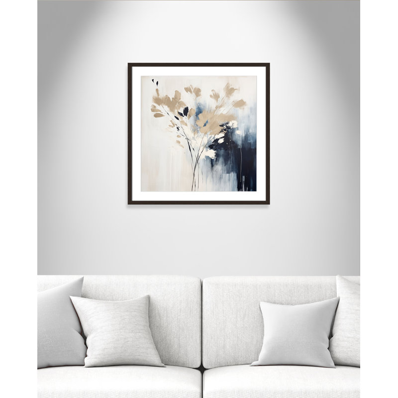 «Bliue Earthly Neutralité II» par Irena Orlov, L 27,5 po x H 27,5 po, Imprimé mat, Noyer à grain ouvert