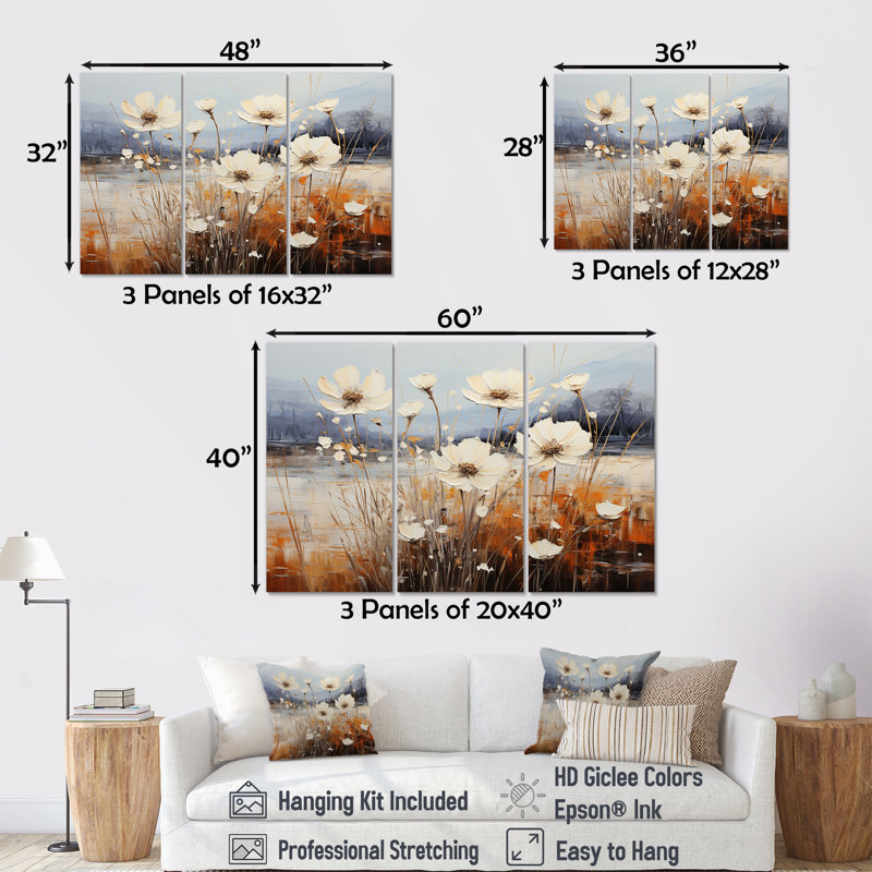 Captivating Field Of Flowers - Flower Wall Art Set, Wrapped Canvas, 32" H x 48" W x 1" D