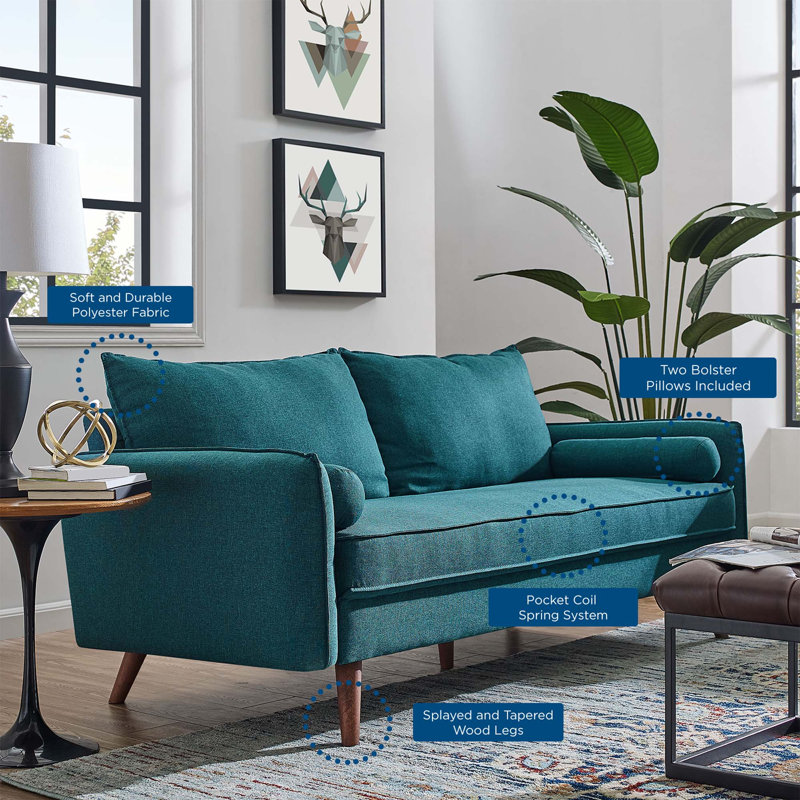 Canapé Carson Carrington Hedeby, Velours bleu sarcelle, H 33,5 po x l 72 po x P 32,5 po