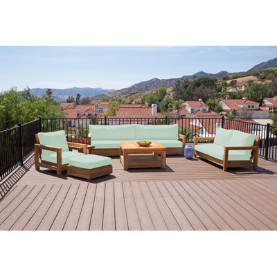 Crelake Teak 7 - Person Patio Conversation Set with Cushions