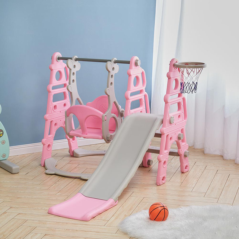 Harriet Bee Indoor Slide, Pink/Grey