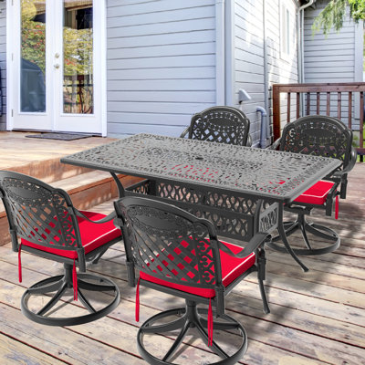 All-Weather 5 salle à manger avec 4 chaises pivotantes et table rectangulaire - Sièges d'extérieur élégants pour la terrasse et la table