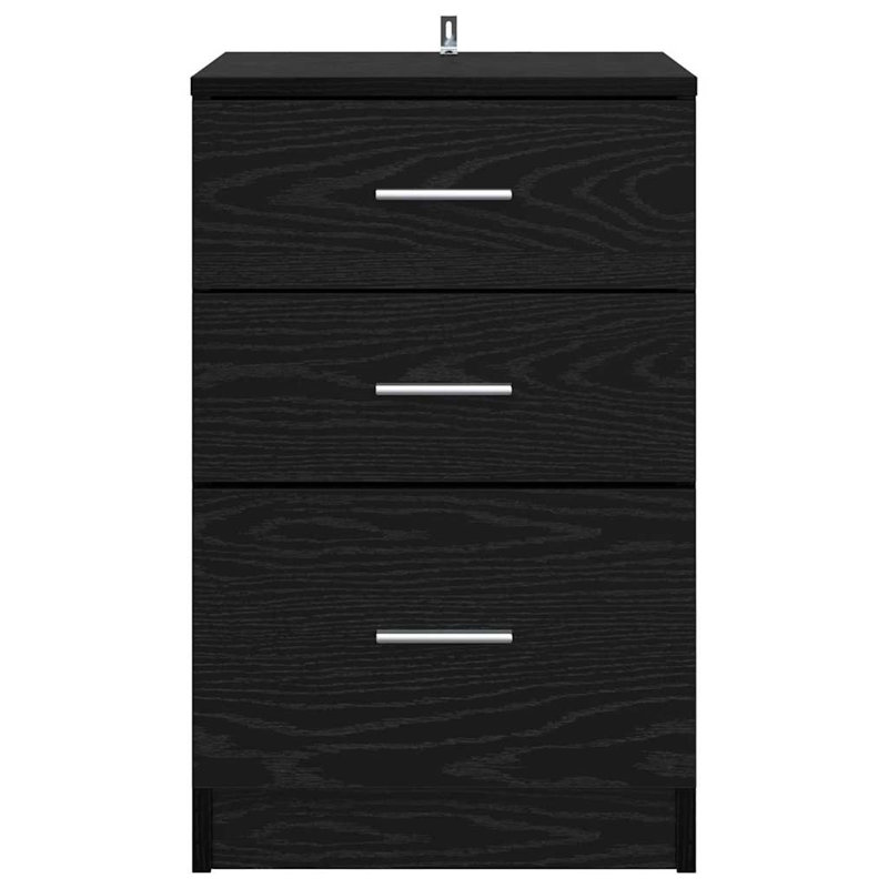 40cm W Manufactured Wood Bedside Table, Black Oak