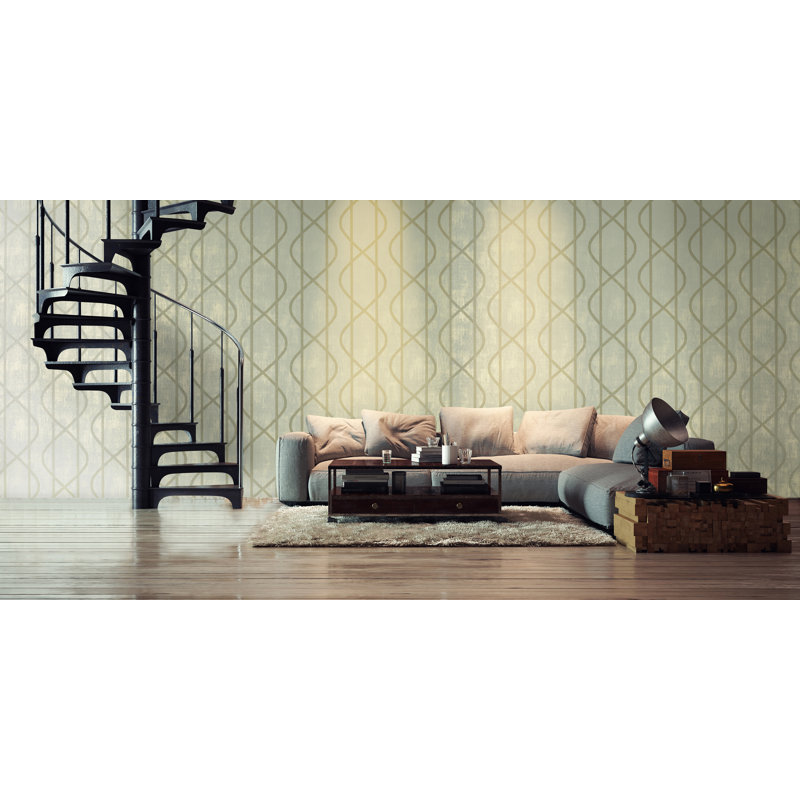 Venus 10.05m X 53cm Textured Metallic Non-pasted Wallpaper Roll, Sage Green