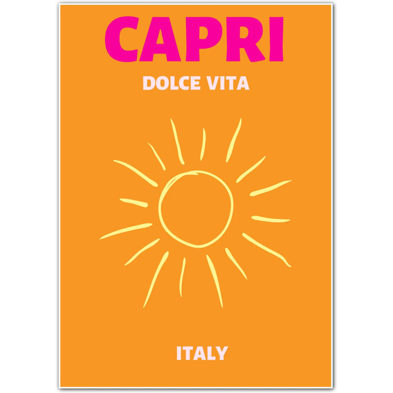 Capri Dolce Vita Sunshine Mediterranean Art Print, 42 cm H x 30 cm W