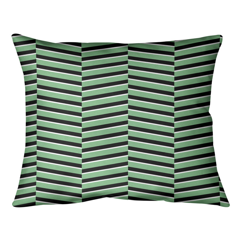Coussin lombaire à rayures fracturées, H 10 po x l 14 po, Vert, Duvet / Plumes