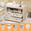 Commode de chambre de bébé de 47,2 po avec 5 tiroirs et 3 tablettes pour table à langer Beige