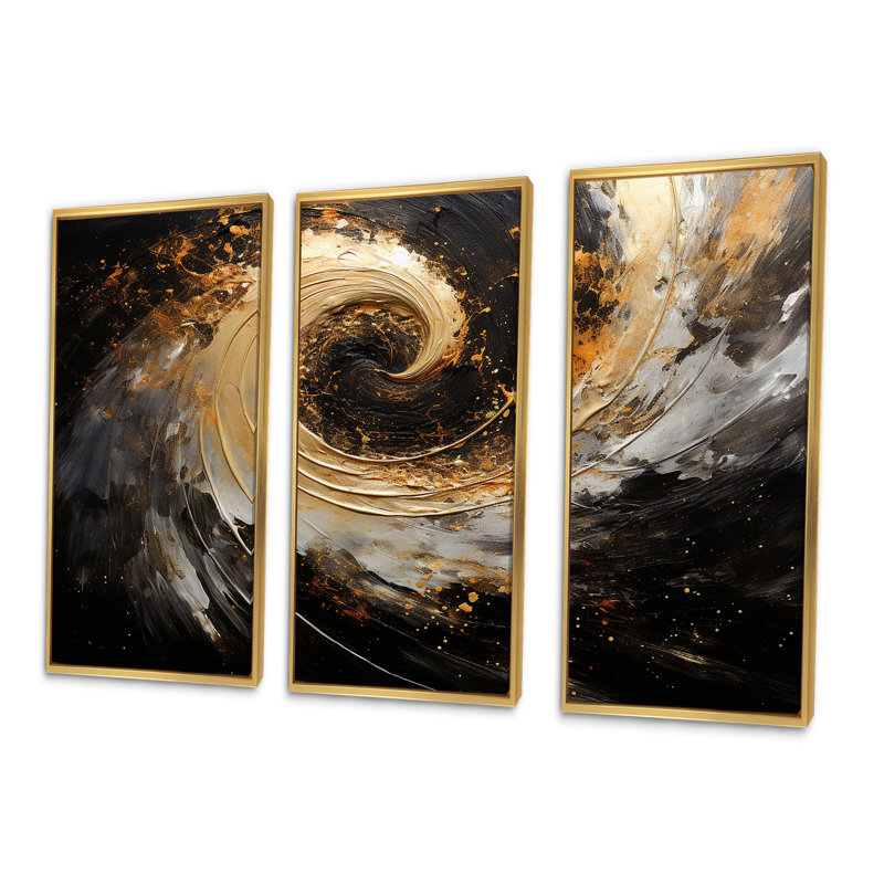 Ensemble de salon Celestial Contrast Spirals I - Abstract Spirals, Cadre flottant doré, H 40 po x l 60 po x P 1 po