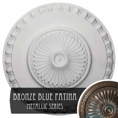 Endurathane Lyon Ceiling Medallion, 23 1/2"OD x 3 1/4"P (Fits Canopies up to 3 5/8"), Hand-Painted Bronze Blue Patina Finish