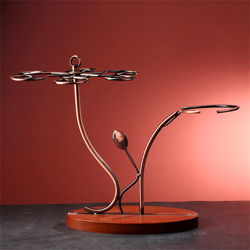 Pacen Tabletop Wine Bottle & Glass Rack Copper