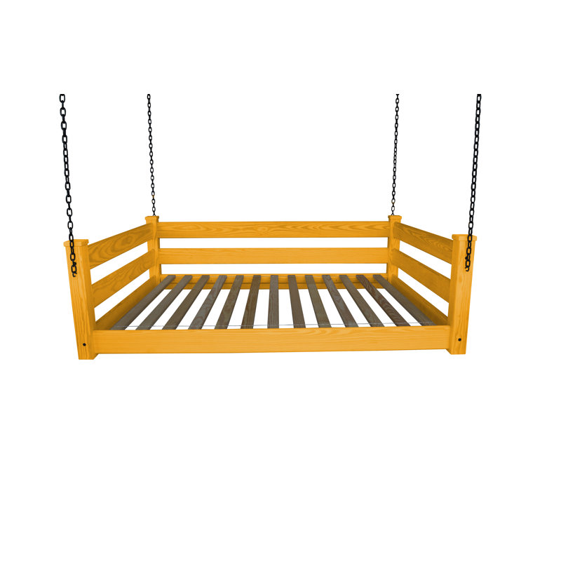 Adrow Solid Wood Hanging Daybed, Honey Stain, Full/Double