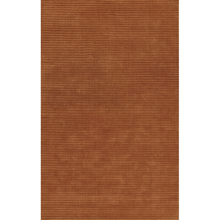 Guiness Solid Color Hand Loomed Wool Area Rug in Orange