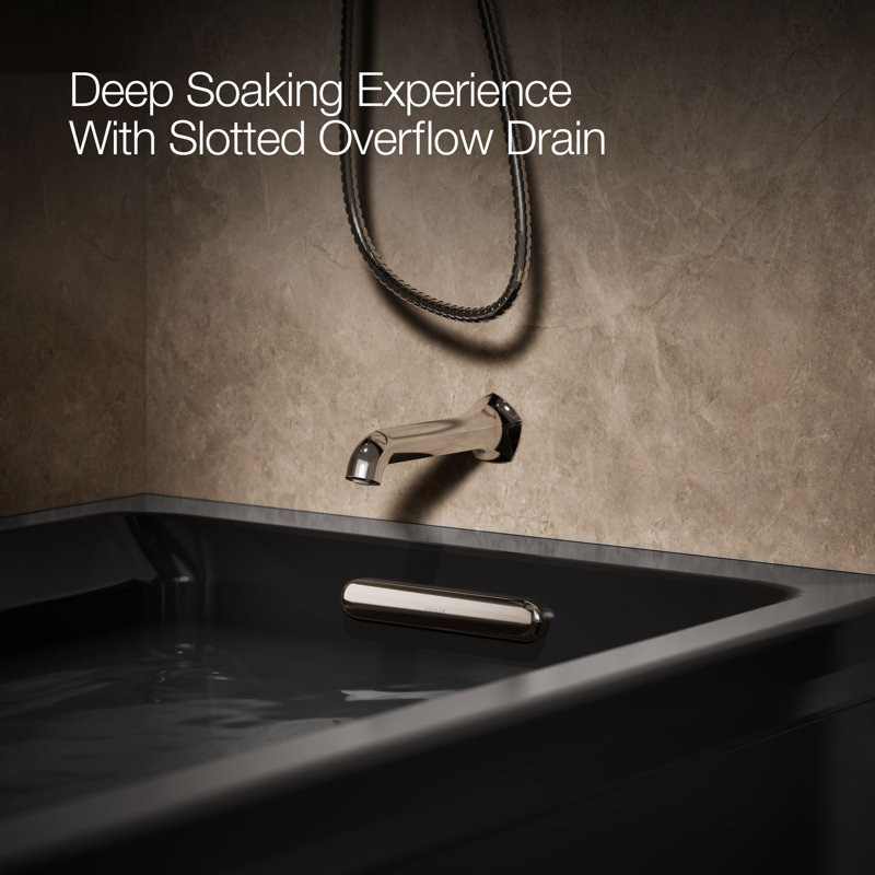 Archer® Alcove 72" x 36" Whirpool Bathtub, Black, Right