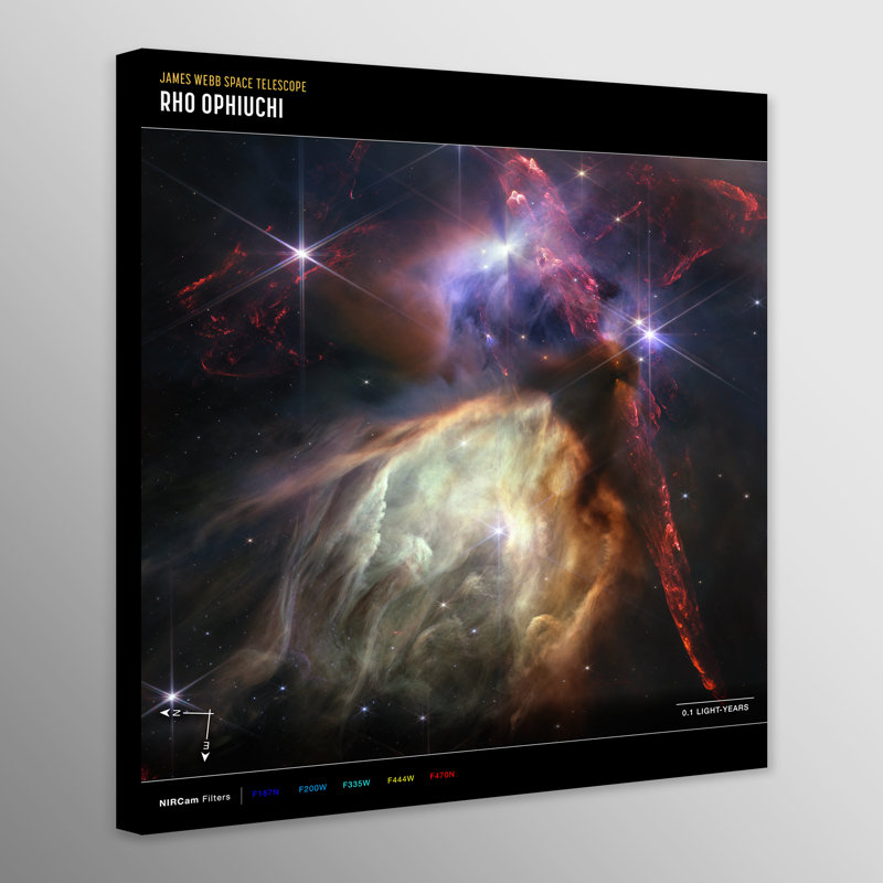 NASA - James Webb Telescope - Rho Ophiuchi Compass - Print on Canvas, 30cm H x 30cm W x 4cm D