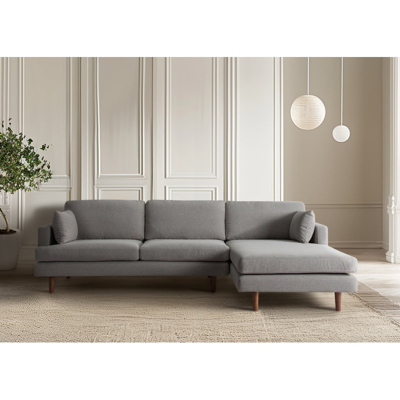 Canapé modulaire à méridienne rembourré Laguna, Orienté à droite (vu de face), Chenille blanc cassé performance
