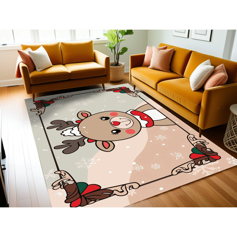 Tapis de vacances d'hiver de Noël lavable The Holiday Aisle®, Rectangulaire 8 pi x 12 pi