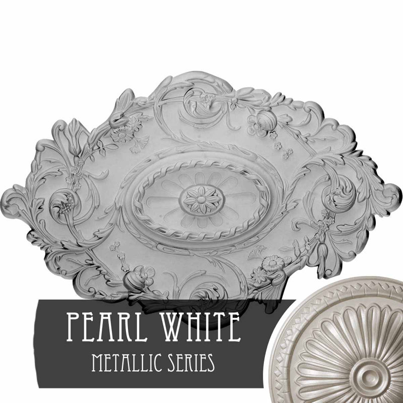 Médaillon de plafond l 30 1/2 po x H 20 po x P 1 1/2 po, Blanc perle