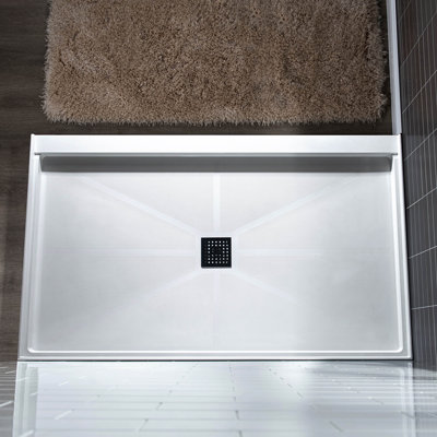 60" W x 30" D  Single Threshold Shower Pan Base with Drain Assembly & Drain Cover Included, Non-Slip