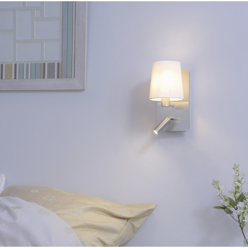 Singson Iron Armed Sconce, Silver, White