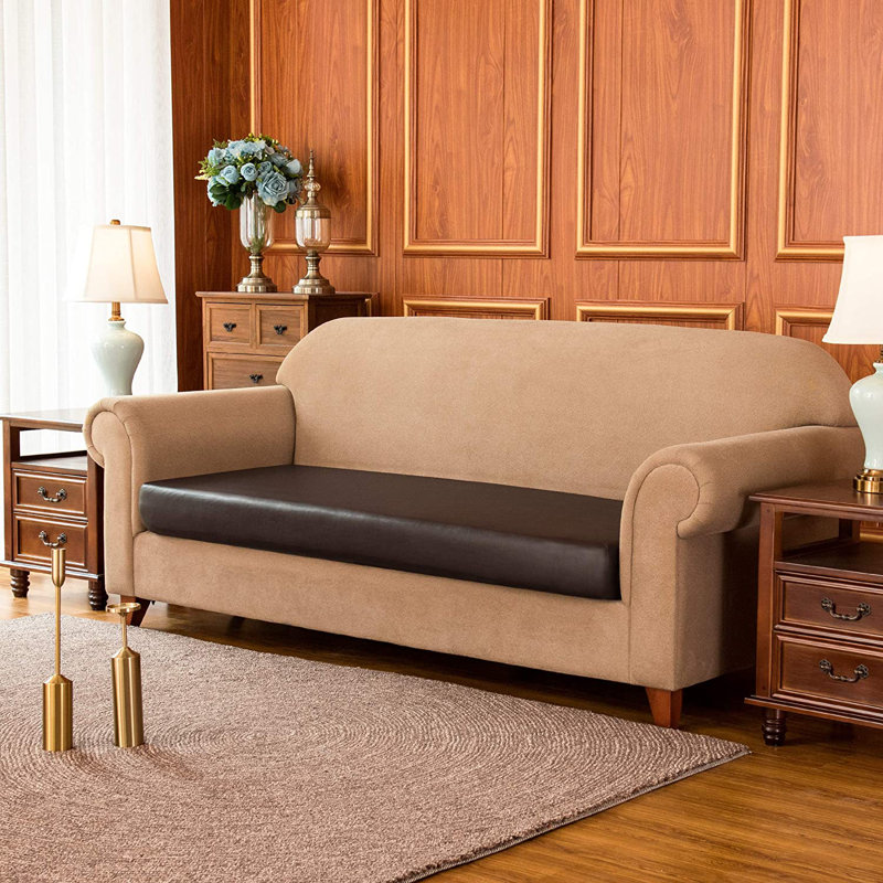 Box Cushion Loveseat Slipcover, Chocolate
