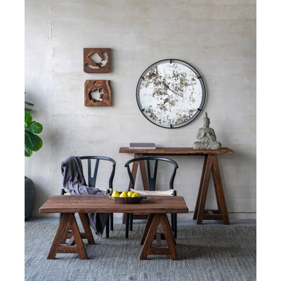 D31.5X0.5" Theodor Mirror With Industrial Design Round Mirror With Metal Frame For Wall Decor & Entryway Console Lean Against Wall