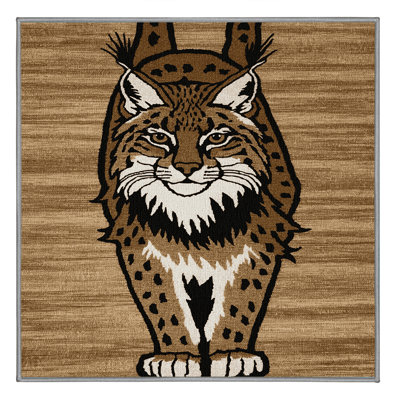 Washable Siberian Lynx Big Cats Area Rug