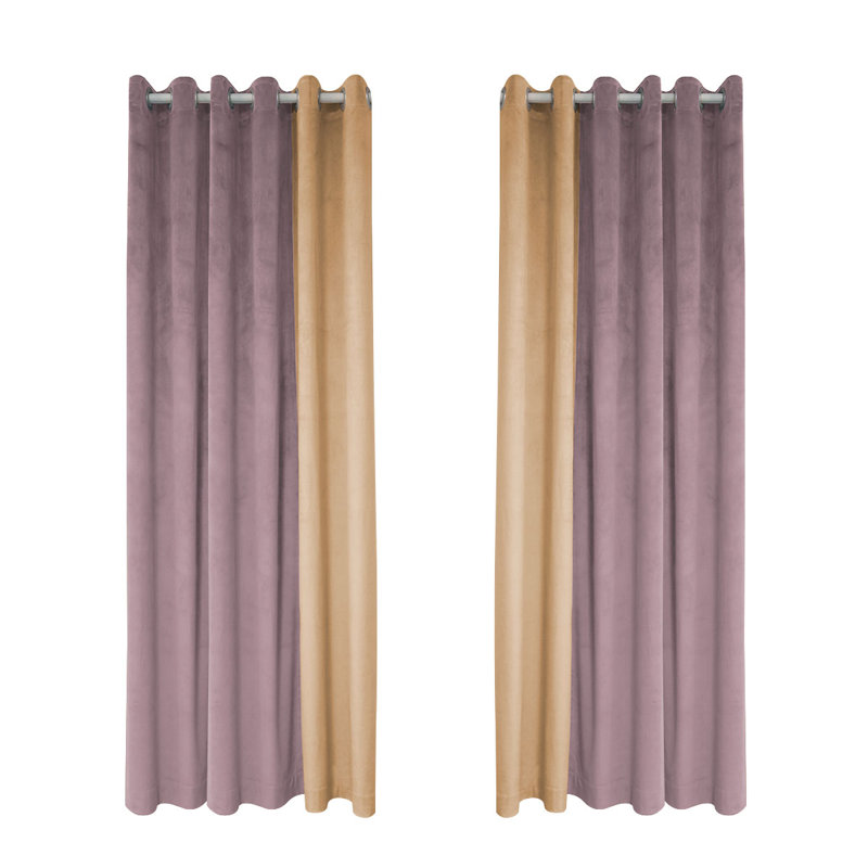 2 Panels Blocked Curtains For Living Room, Excluding Curtain Heads, 52" W x 95" L