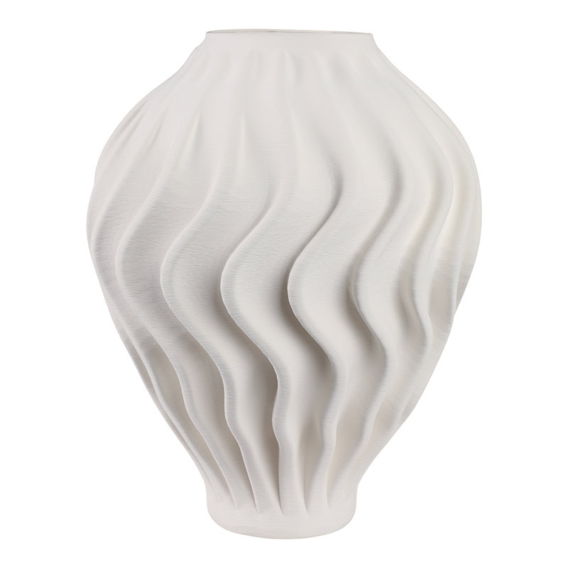 Porcelain Vase Sculptural Decorative Accent With Textured Wave Design Modern Organic Form Handcrafted Style Art-Inspired Ceramic Home Decor Statement Piece For Shelf Table Or Mantel Display