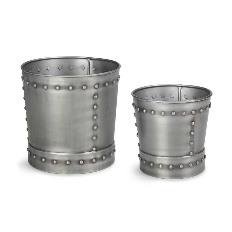 Maytown Handmade Metal Pot Planter, 12" H x 12" W x 12" D, Zinc