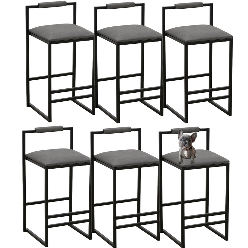 Tabourets de bar de comptoir avec tabourets de bar à dossier bas en métal (ensemble de 6), Gris