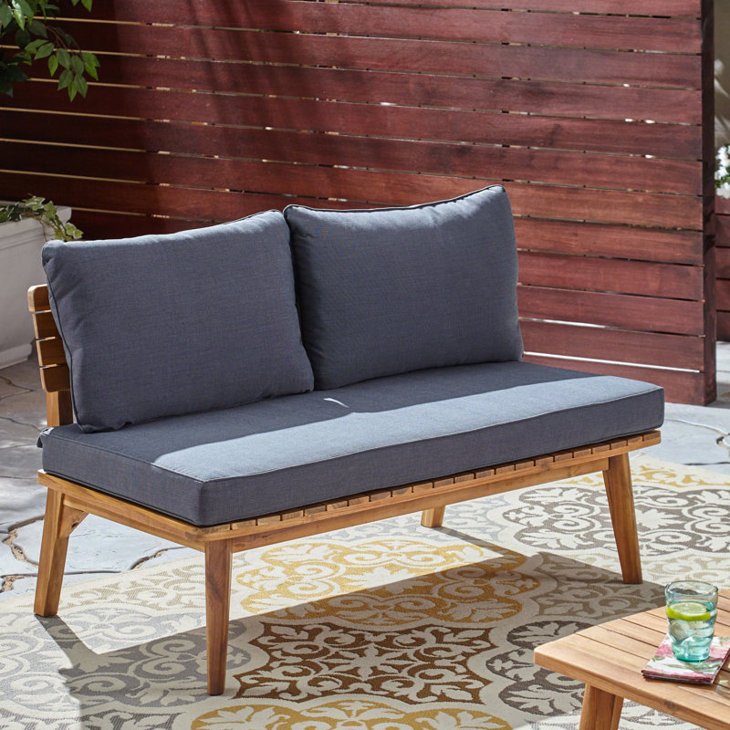 Eller 48.75'' Wide Acacia Loveseat with Cushions, Teak