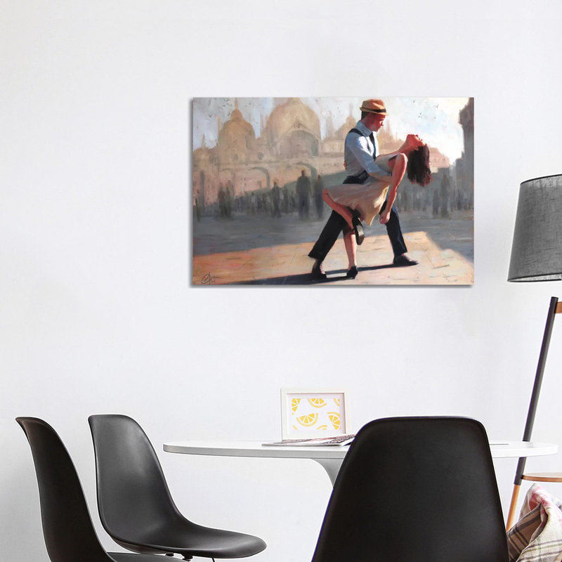 Dancing In The Piazza by Christopher Clark - Floater Frame Print on Canvas, Wrapped Canvas