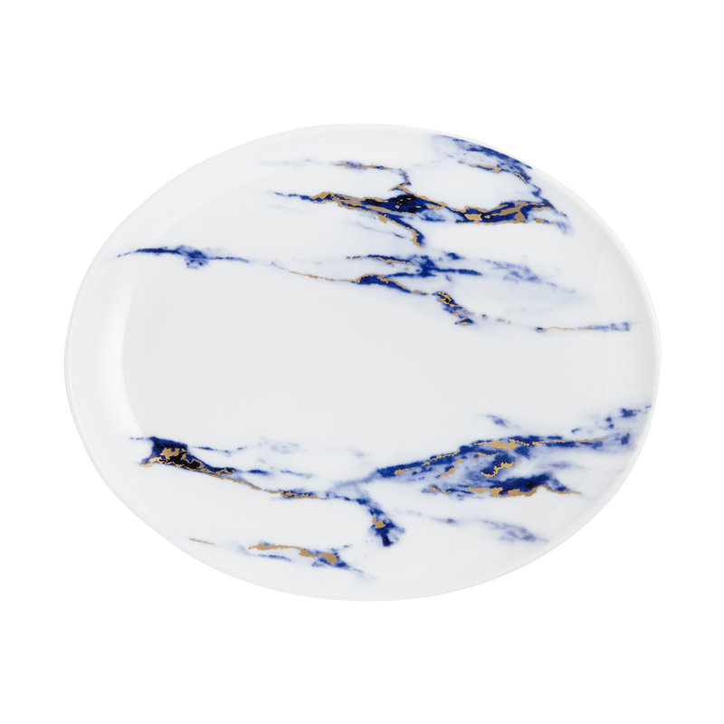 Plateau de service en porcelaine azur