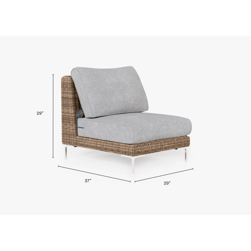 Chaise sans accoudoirs d'extérieur en osier brun, Gris brouillard du Pacifique, Argent argent