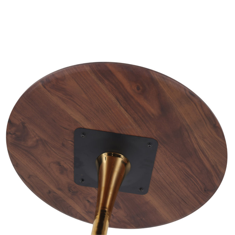 Table de salle à manger 31,5 "en noyer 31,5" avec pieds dorés et table de tulipe de style Mid-Century pour 2 à 4 personnes avec plateau en MDF rond, table de salle à manger sur pied, table basse de loisirs