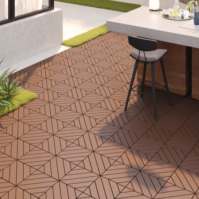 Carreaux de terrasse en plastique 12 po x 12 po - Boîte de 44 carreaux imperméables pour l'extérieur, plancher pour patio, balcon et cour arrière, installation facile à faire soi-même