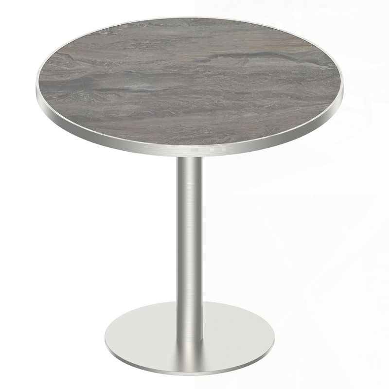 Table bistro ronde et moderne avec plateau en faux marbre, assemblage facile, structure en métal robuste, pour les petits espaces