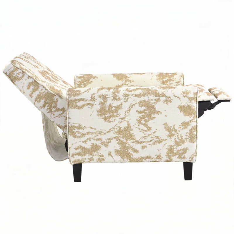 Fauteuil inclinable manuel standard de 26,75 po de largeur Sumyah, Blanc, jaune, motif abstrait