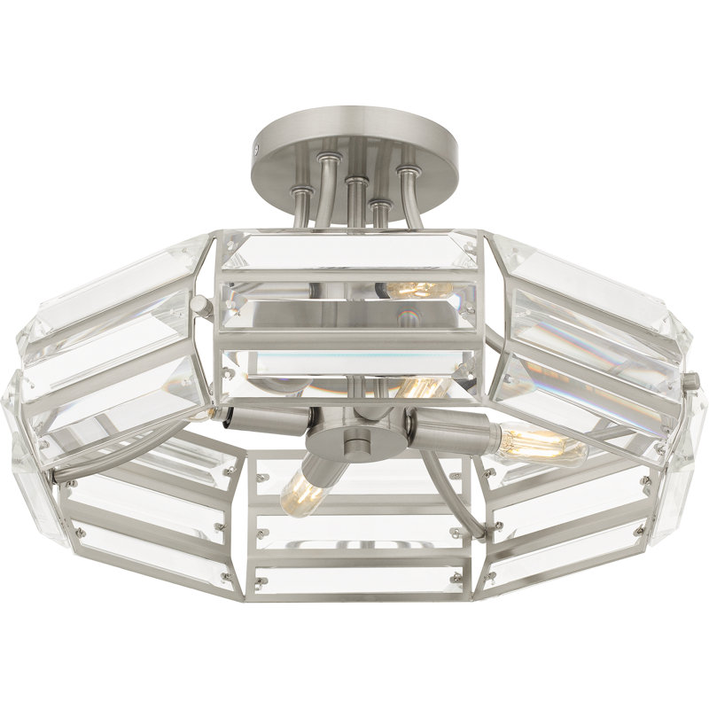 Esmon Glass Semi Flush Mount, Brushed Nickel