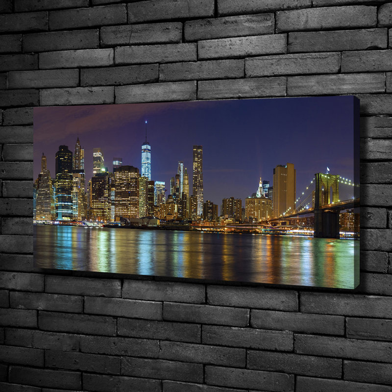 Manhattan By Night - Wrapped Canvas Print