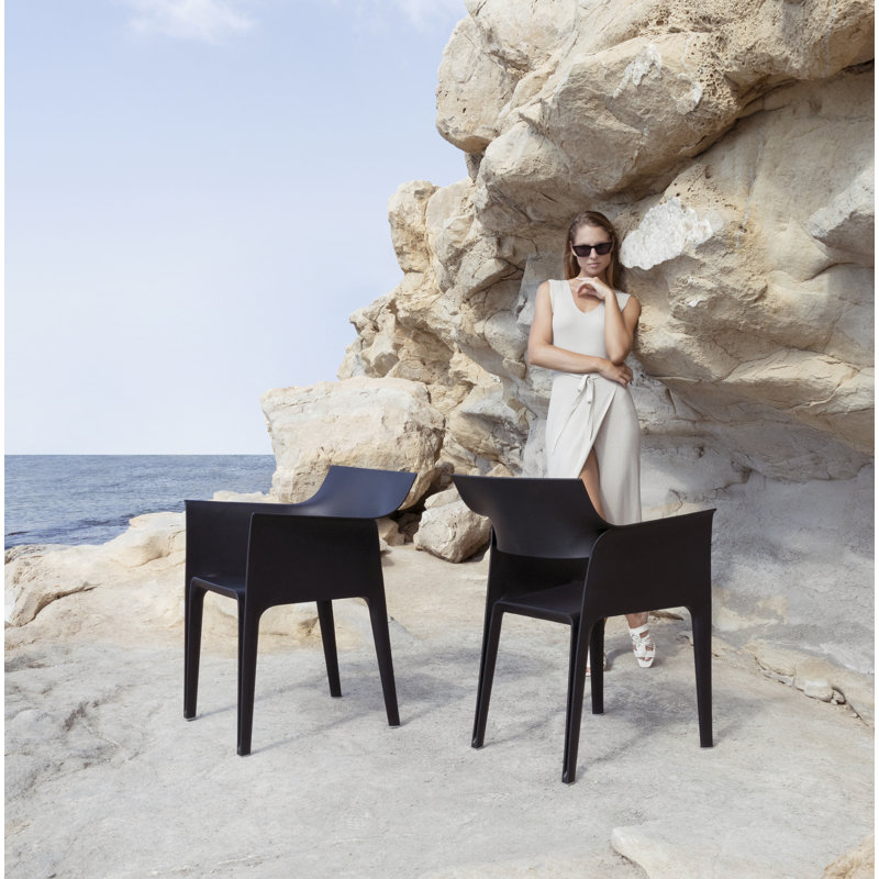 Pedrera Stacking Patio Dining Chair, Black