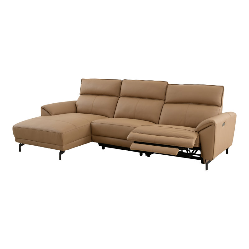 Canapé modulaire surdimensionné avec méridienne Houston, Orienté à gauche (vu de face), Cuir fleur brun clair