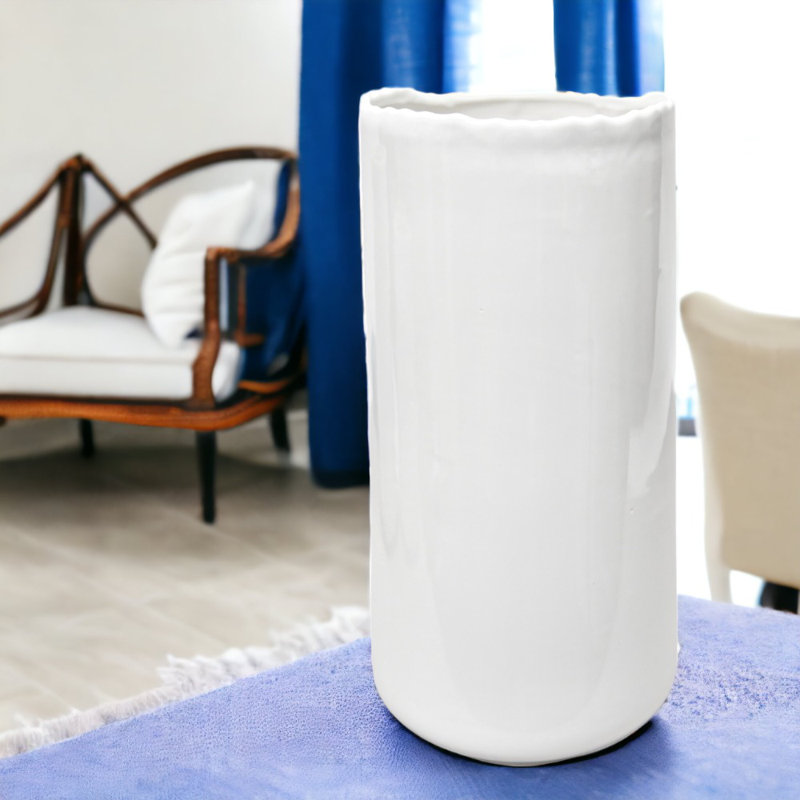 Vase de table en céramique Janyhia, Blanc