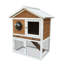 Cage à 2 niveaux, toit imperméable, plateau coulissant amovible, fenêtre d'observation, endroit sécuritaire pour les petits animaux, fabrication en bois massif