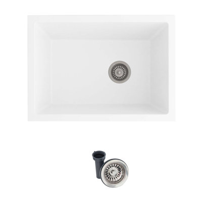 Granite composite double mount kitchen sink with strainer 25 in.